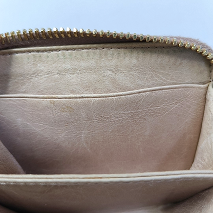 Miu Miu Beige Lamb Leather Quilted Wallet Golden hardware-(SKU)-958622078