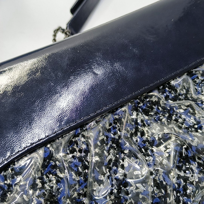 CHANEL GABRIELLE Medium Dark Blue Wool Quilted V Pattern Gabby Bag Crossbody Shoulder Bag Sling Bag Gold Silver Ruthenium Hardware 25 Clasp Removable Strap-(SKU)-954167174