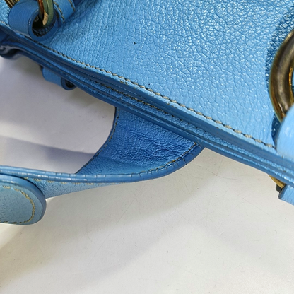 Miu Miu Madras Blue Cowhide Studs Single Shoulder Bag Tote Bag Crossbody Bag Golden hardware Removable shoulder strap-(SKU)-954293190