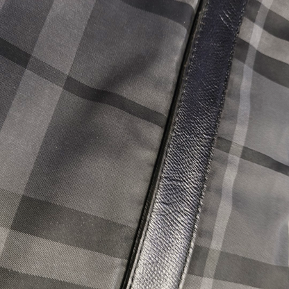 BURBERRY Dark Gray Nylon Battle Horse Plaid Single Shoulder Bag Crossbody Bag Ruthenium color hardware-(SKU)-958749400