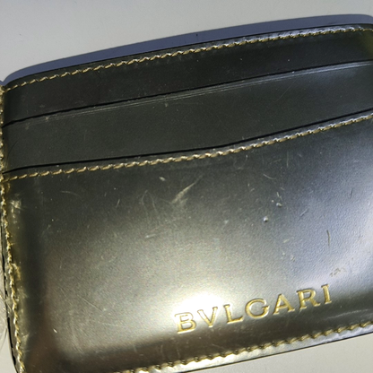 BVLGARI SERPENTI FOREVER Gray Cowhide Snake Head Card Case Golden hardware-(SKU)-935538588