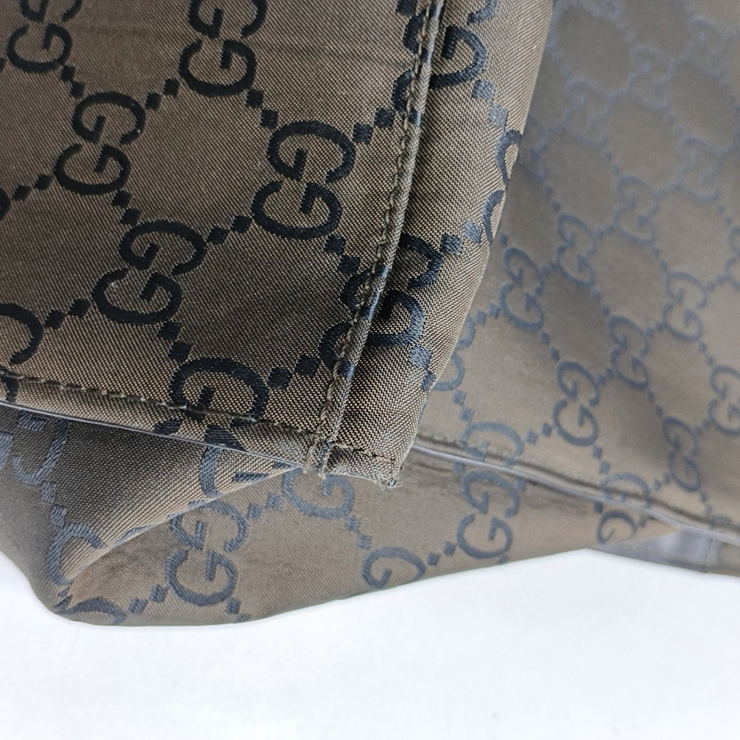GUCCI Bamboo 1947 Brown Canvas Bamboo Handle Tote Bag Silver Hardware-(SKU)-953508975