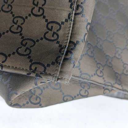 GUCCI Bamboo 1947 Brown Canvas Bamboo Handle Tote Bag Silver Hardware-(SKU)-953508975