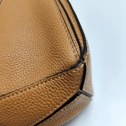 LOEWE Puzzle Mini Brown Leather Geometric Shoulder Bag, Golden Hardware, Removable Strap-(SKU)-971334160