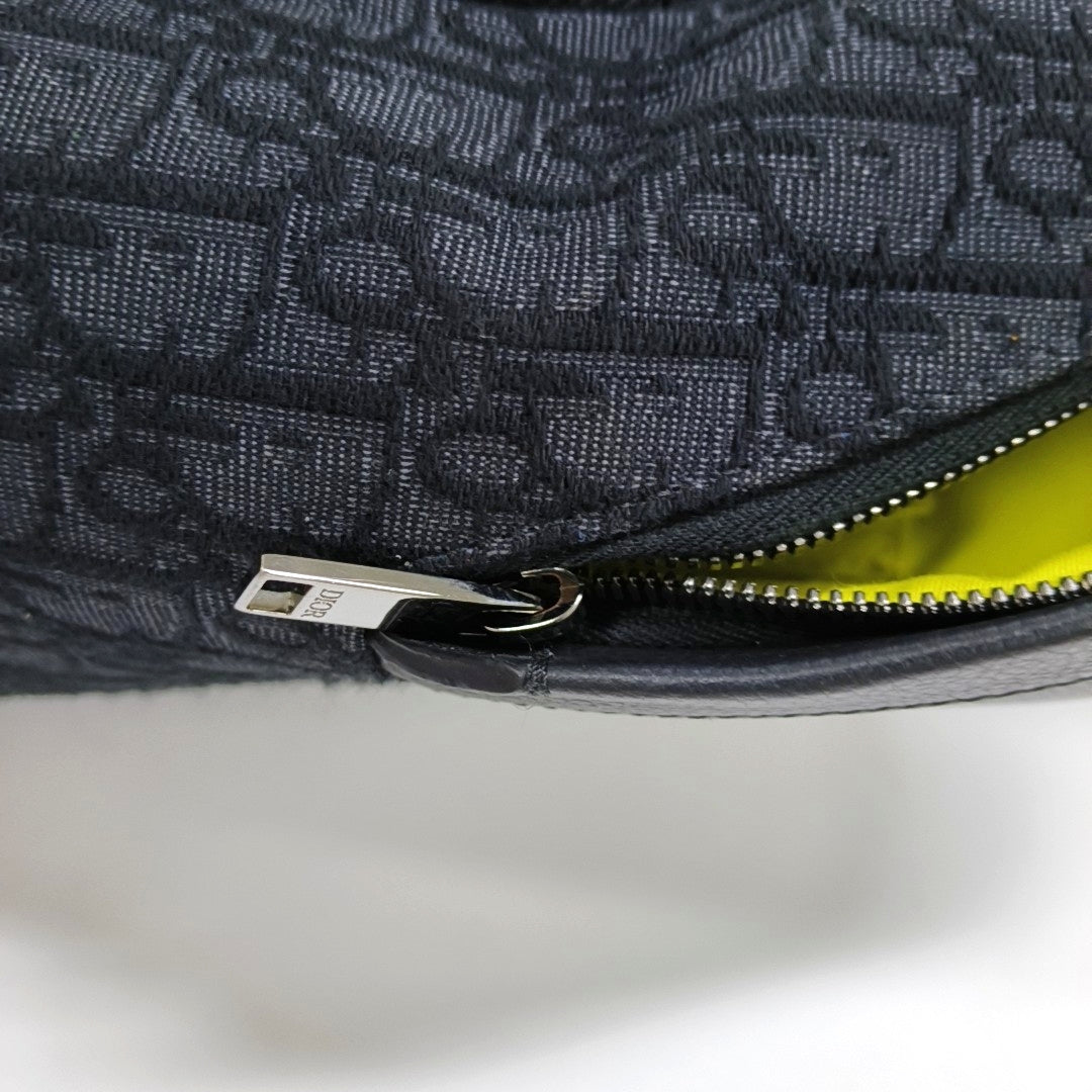 DIOR Rider Black Leather Monogram Embossed Backpack Handbag Palladium Hardware-(SKU)-967361295
