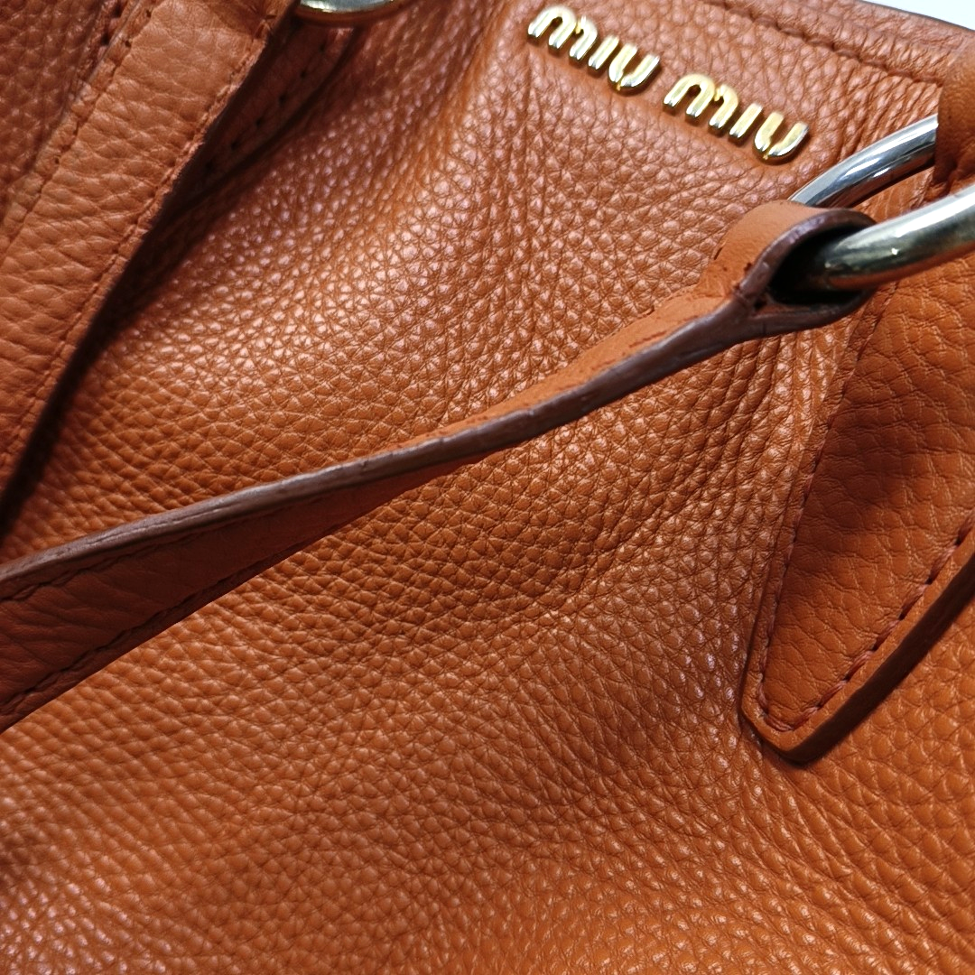 Miu Miu Tote bag Orange Cowhide Single Shoulder Bag Handbag Crossbody Bag Silver Hardware Removable shoulder strap-(SKU)-954144217