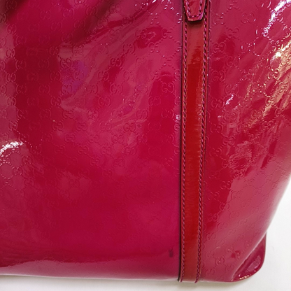 GUCCI Microguccissima Fuchsia Patent Leather Monogrammed Quilted Single Shoulder Bag Golden hardware-(SKU)-958957930