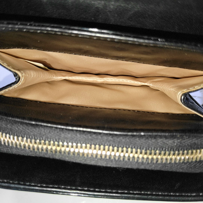 CHANEL 2.55 Black Patent Leather Single Shoulder Bag Crossbody Bag Golden Hardware 12 Clasp-(SKU)-956888916