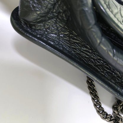 YSL NIKI Small Dark Grey Calfskin Plaid Quilted V-Shape Shoulder Bag Palladium Hardware-(SKU)-966844525
