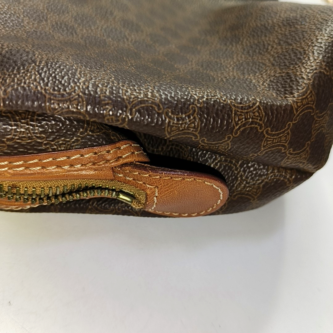 CELINE Brown Coated Canvas Triumph Clutch Golden hardware-(SKU)-950486947
