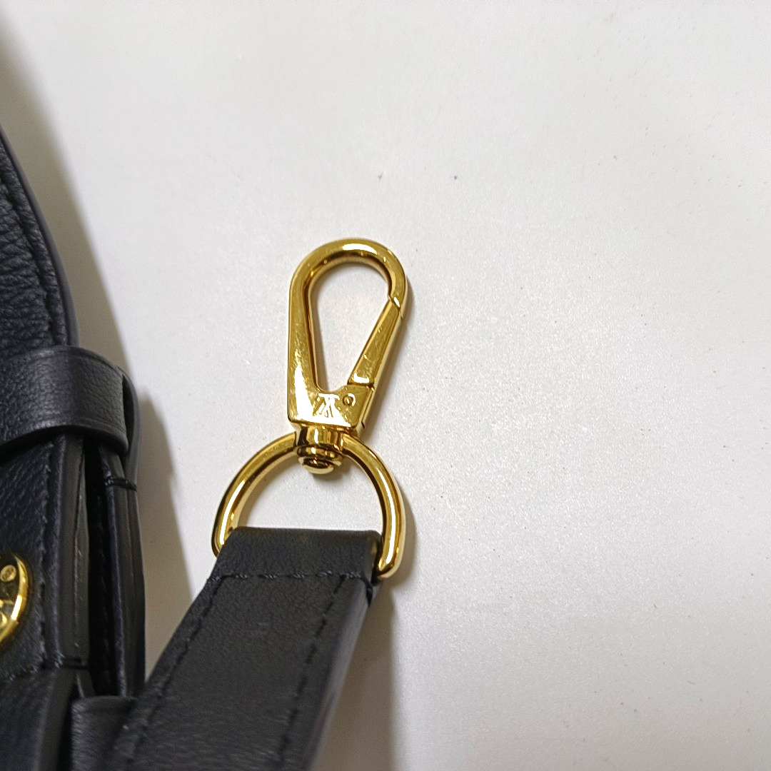 LOUIS VUITTON DAUPHINE Medium Black Leather Crossbody Shoulder Bag Handbag with Gold Hardware and 2 Removable Shoulder Straps-(SKU)-958414273