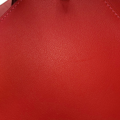 HERMÈS Toolbox 26 Peony Red Evercolor Leather Shoulder Bag with Silver Hardware, T Clasp, Detachable Strap-(SKU)-954919312