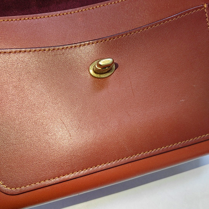 COACH PARKER 18 Brown Coated Canvas Monogrammed Studs Crossbody Shoulder Bag Golden hardware-(SKU)-940154037