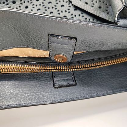 Kate Spade Tote bag Dark blue leather cutout single shoulder bag Golden hardware Removable shoulder strap-(SKU)-936488980
