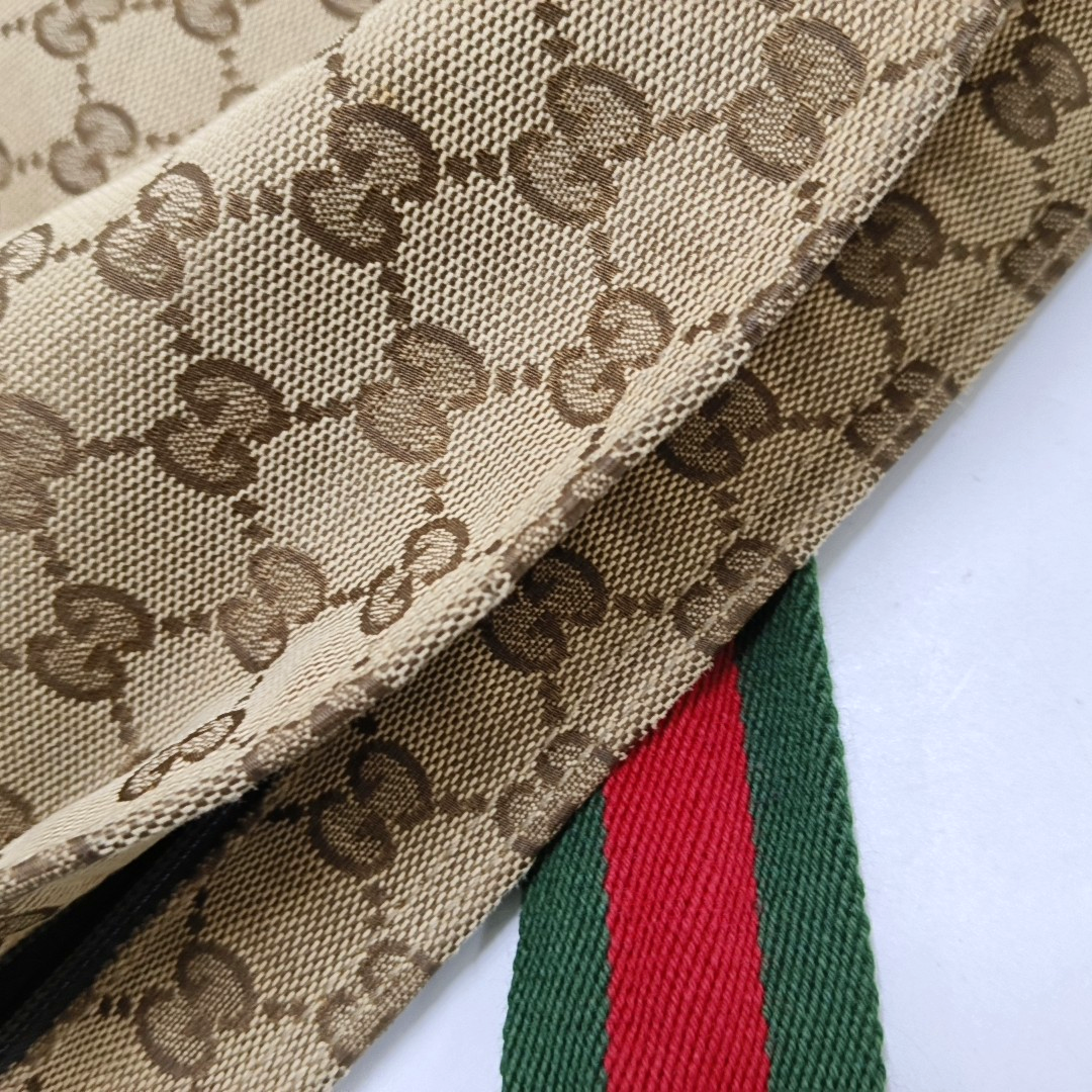 GUCCI GG Imprime Khaki Canvas Monogram Crossbody Shoulder Bag Silver Hardware-(SKU)-958715963