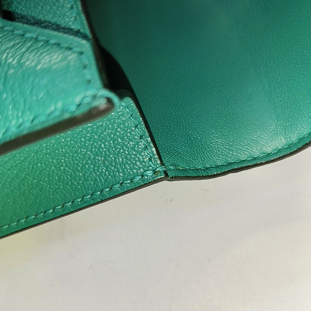 HERMÈS Verrou 17 Velvet Green Chèvre Mysore Goat Leather Gun Bag Crossbody Bag Shoulder Bag with Gold Hardware and C-(SKU)-962313369