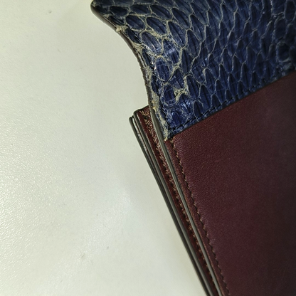 CELINE POCKET Two-Tone Cowhide Wallet Silver Hardware-(SKU)-14329561