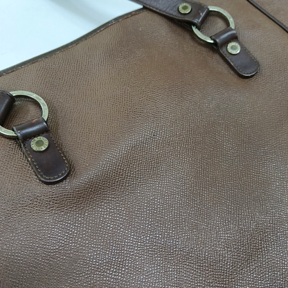 BVLGARI LOGO MANIA Brown Leather Circle Single Shoulder Bag Silver Hardware-(SKU)-947607333
