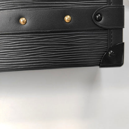 LOUIS VUITTON PETITE MALLE Black EPI Calfskin Water Ripple Pattern Crossbody Shoulder Bag Gold Hardware Removable Shoulder Strap-(SKU)-968078089