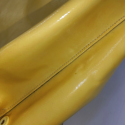 PRADA Double Yellow cowhide logo cross-grain shoulder bag Golden hardware Removable shoulder strap-(SKU)-945527362
