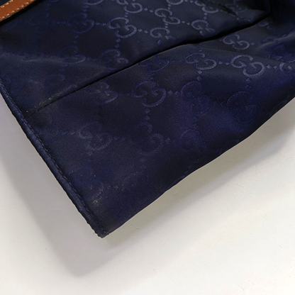 GUCCI Tote bag Dark Blue Nylon Monogram Pattern Handbag Single Shoulder Bag Golden hardware-(SKU)-952740386