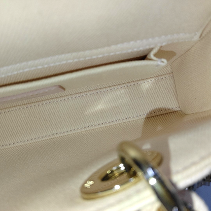 DIOR Lady D-Joy Light Pink Canvas Cannage Quilted Shoulder Bag Tote Crossbody Bag with Detachable Strap-(SKU)-962517480