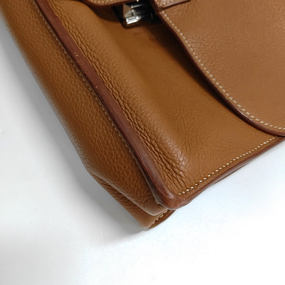 HERMÈS Sac A Depeches 27 Gold Brown Clemence Leather Handbag Silver Hardware K Engraved-(SKU)-965014761