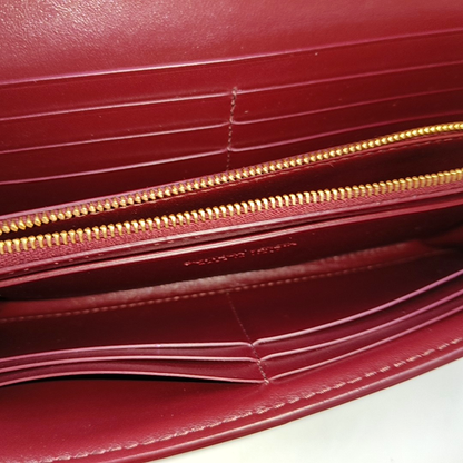 BOTTEGA VENETA IntrecciatoBurgundy Calfskin Leather Wallet-(SKU)-947453286