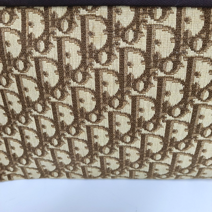 DIOR Khaki Canvas Monogrammed Floral Clutch Brown Hardware-(SKU)-939778735