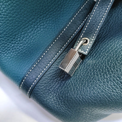 HERMÈS Picotin Lock 18 Patchwork Clemence Leather Basket Shoulder Bag with Silver Hardware and Y Stamp-(SKU)-963232585