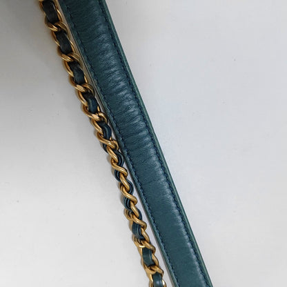 CHANEL COCO HANDLE Medium Size Blue Calfskin Quilted V Pattern Single Shoulder Bag with Gold Hardware 25 Compartments Removable Shoulder Strap-(SKU)-965602661