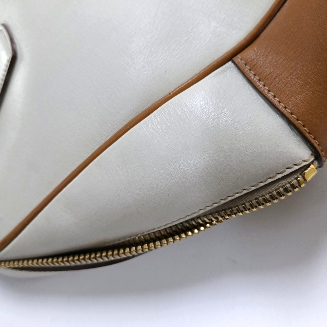 PRADA White Leather Monogrammed Tote Bag Golden hardware-(SKU)-960002423