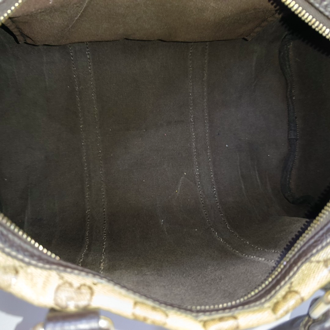 GUCCI Joy Khaki Coated Canvas Old Flower Tote Bag Golden hardware-(SKU)-954415041