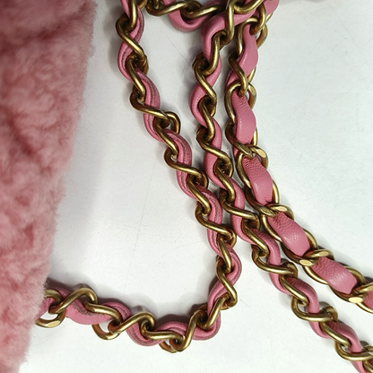 CHANEL CLASSIC FLAP Mini Pink Wool Grained Quilted Flap Bag Crossbody Shoulder Bag with Gold Hardware and 30 Opening-(SKU)-960500213