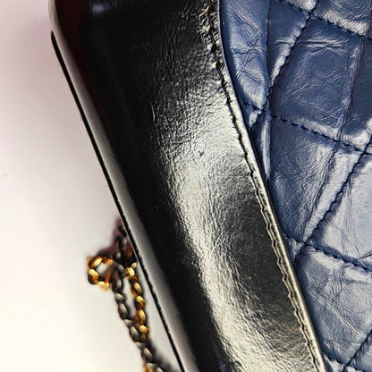 CHANEL GABRIELLE Small Size Dark Blue Leather Quilted Shoulder Bag Tote Bag Crossbody Bag Removable Strap-(SKU)-969480894