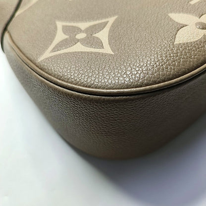 LOUIS VUITTON BAGATELLE Grey Calfskin Embossed Shoulder Bag Tote Bag Crossbody Bag Golden Hardware 2 Removable Straps-(SKU)-967680096
