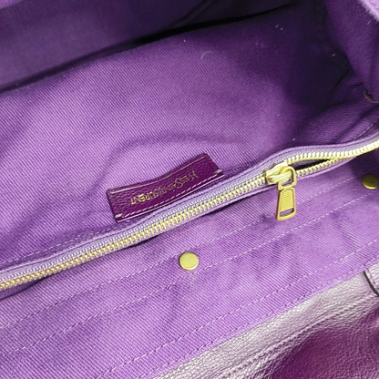 YSL MUSE TWO Purple Leather Tote Golden hardware-(SKU)-954560346