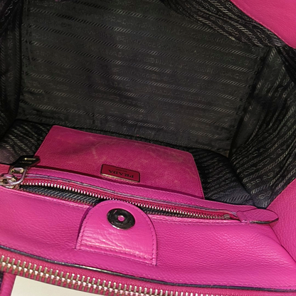 PRADA Glace Calf Blush Pink Leather Monogram Handbag Crossbody Single Shoulder Bag Silver Hardware-(SKU)-939994075