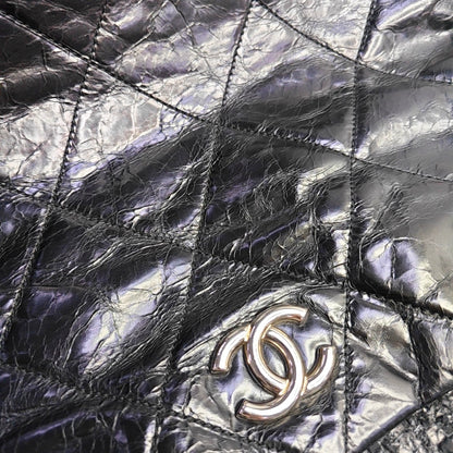 CHANEL PORTOBELLO Black Leather Diamond Quilted Single Shoulder Bag with Silver Hardware 13 opening-(SKU)-967525500