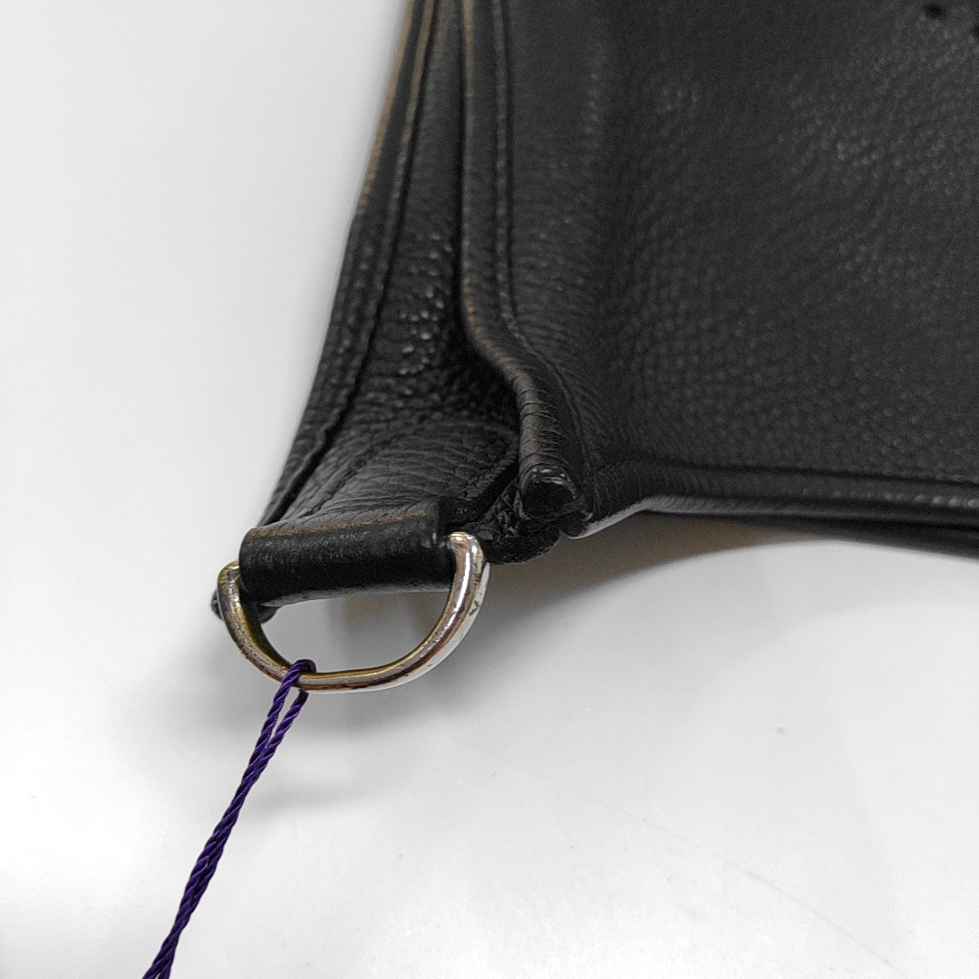 HERMÈS Evelyne GM Black Clemence Leather Shoulder Bag with Silver Hardware-(SKU)-964794155