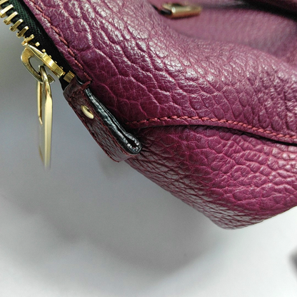 BURBERRY Clifton Plum Purple Cowhide Tote Bag Golden hardware-(SKU)-944416398