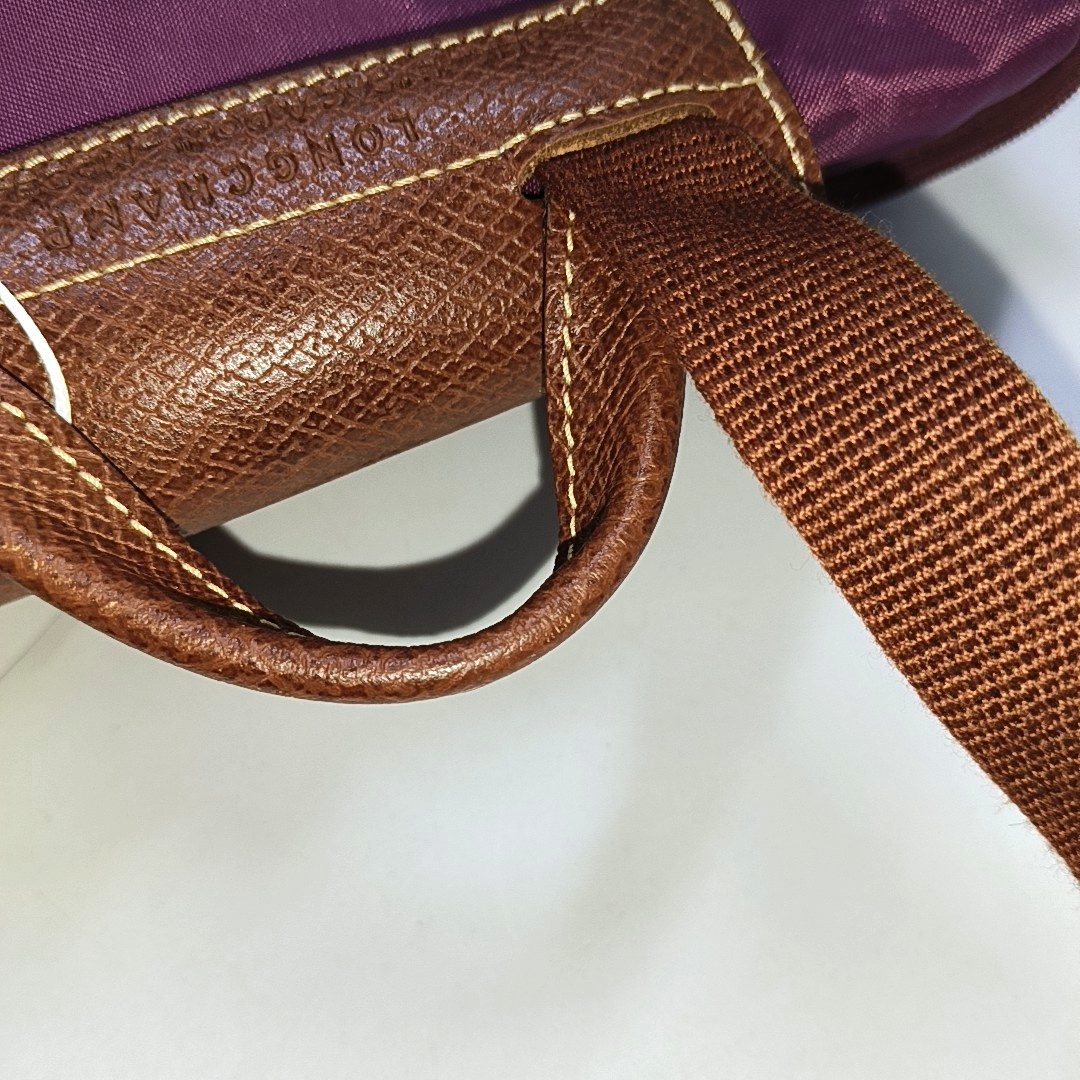 LONGCHAMP Le Pliage Medium size Plum Red Nylon Backpack Handbag Golden hardware-(SKU)-942661340