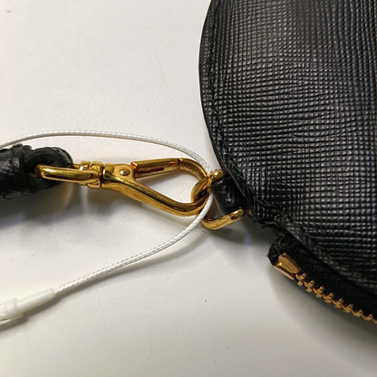PRADA Round Bun Bag Black Leather Cross Grain Zipper Wallet Golden hardware-(SKU)-947037626