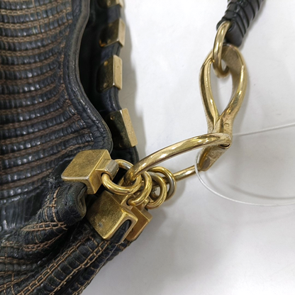 VERSACE Black Leather Single Shoulder Bag Handbag Golden hardware Removable shoulder strap-(SKU)-942991714