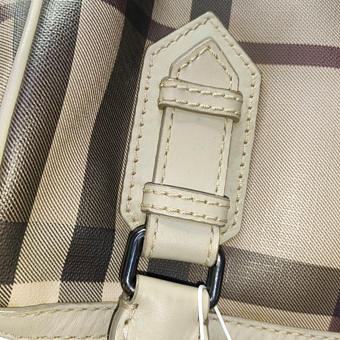 BURBERRY Gray coated canvas handbag, crossbody bag Silver Hardware-(SKU)-945698087