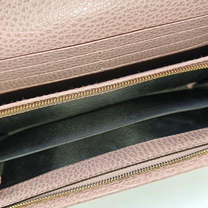 GUCCI Swing Pink Cowhide Wallet Golden hardware-(SKU)-958526123