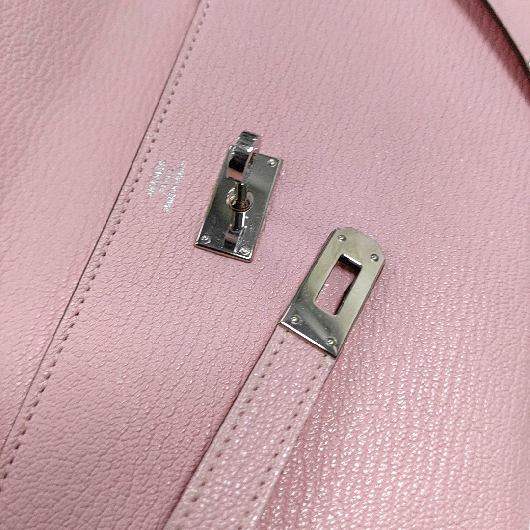 HERMÈS Kelly Milkshake Pink Chèvre Mysore Goat Skin Kelly Bag Wallet Silver Hardware D External Stitch-(SKU)-965277205