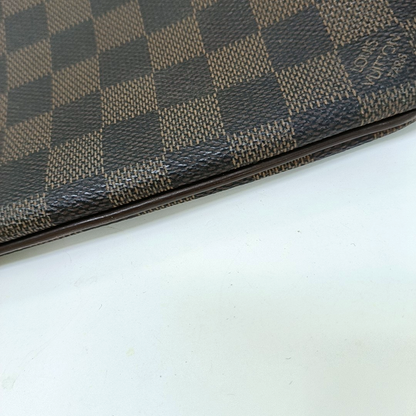 LOUIS VUITTON Brown Coated Canvas Checkered Single Shoulder Bag Crossbody Golden hardware-(SKU)-928779236