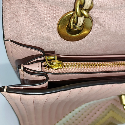 COACH PARKER 26 Pink Leather Stud Quilted Crossbody Shoulder Bag Golden hardware-(SKU)-929655469