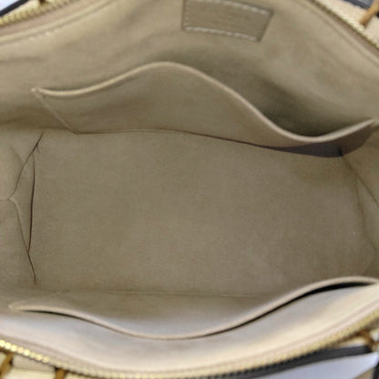 LOUIS VUITTON PALAIS Small Elephant Grey Leather Monogram Damier Ebene Shoulder Bag Tote Bag Crossbody Golden Hardware Removable Shoulder Strap-(SKU)-968594862